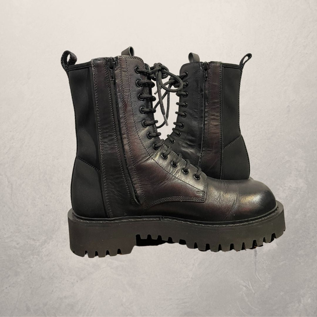 Valentino black leather combat boots 40