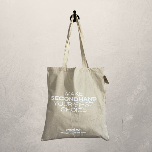 "Make Secondhand Your First Choice" recycled cotton tote bag