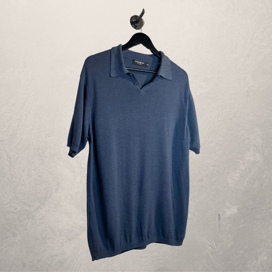 YSL zwart leren poloshirt met hals MAAT LARGE