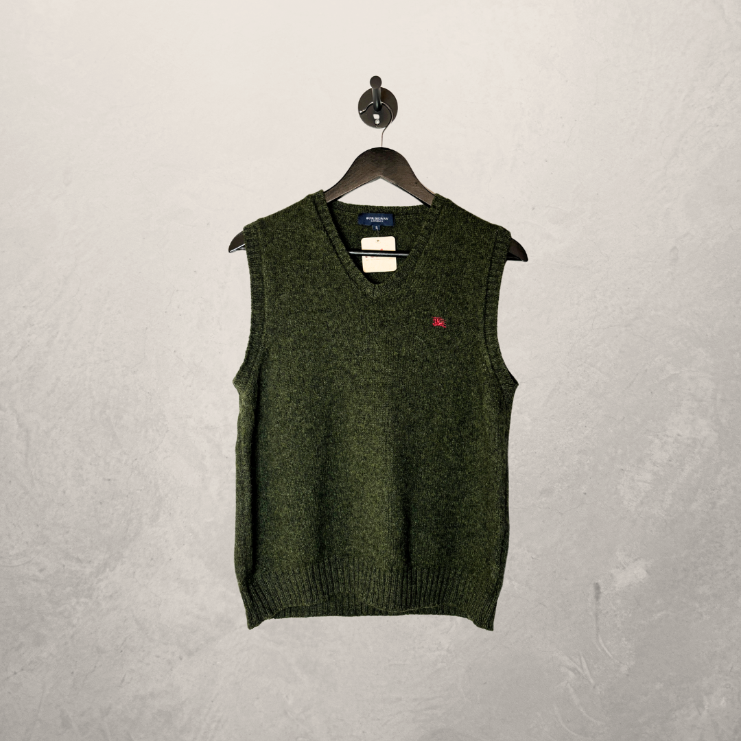 Burberry green wool gilet S