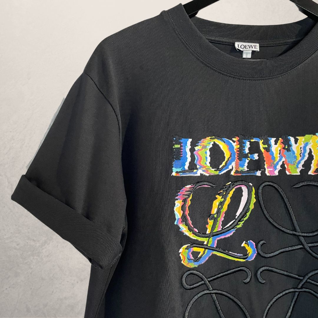 LOEWE zwart glitch anagram grafisch t-shirt M