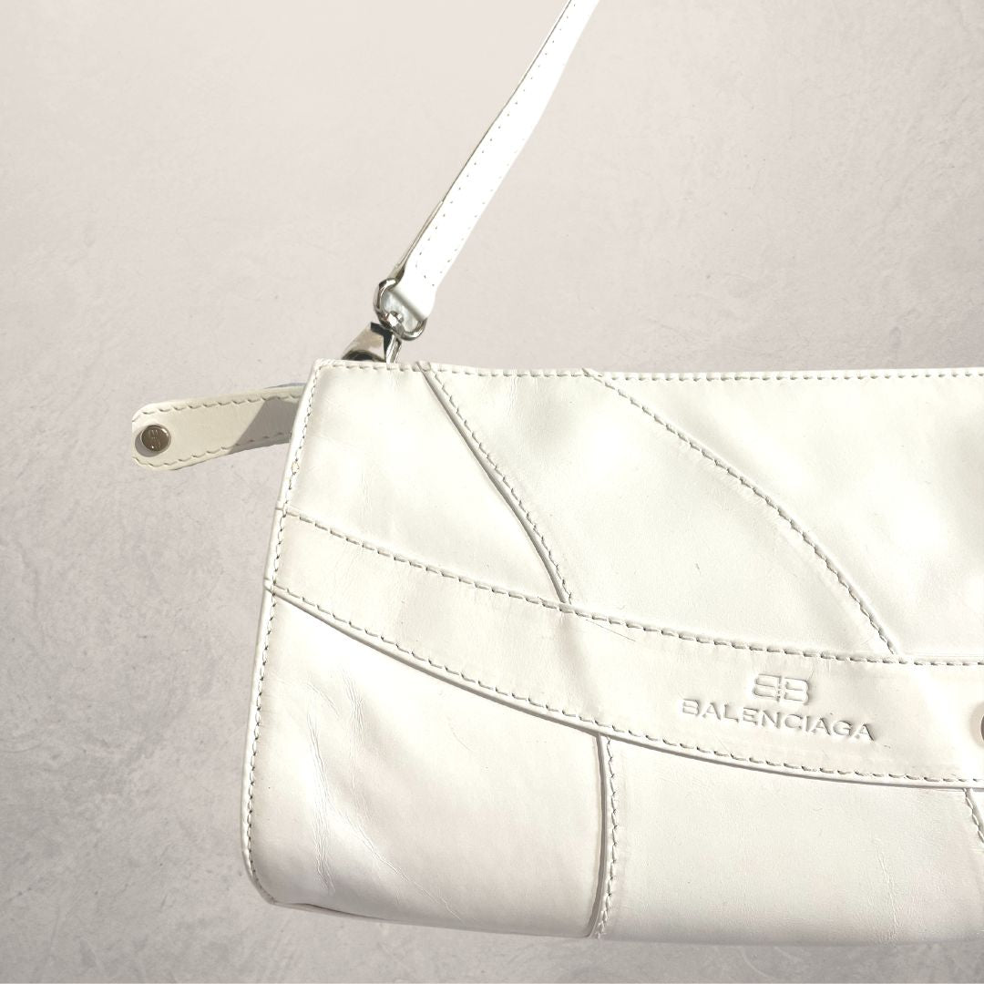 Vintage Balenciaga white leather handbag