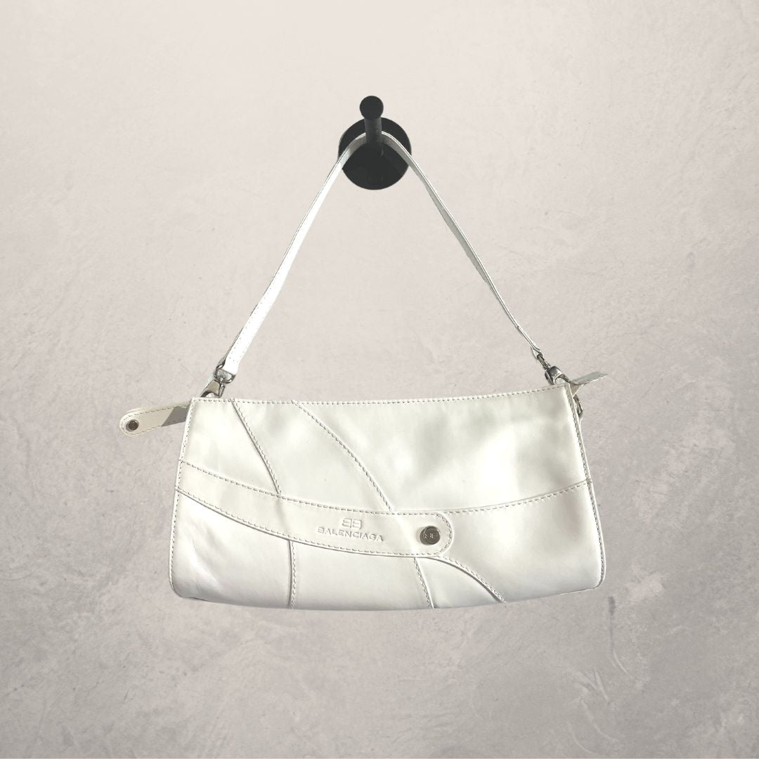 Vintage Balenciaga white leather handbag