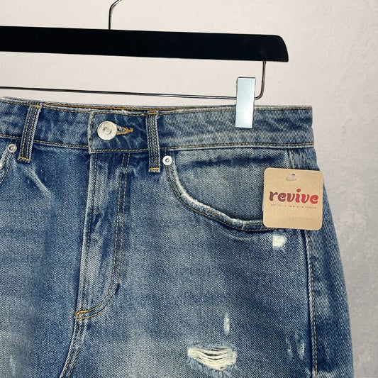 Zara middenblauwe gescheurde rok M