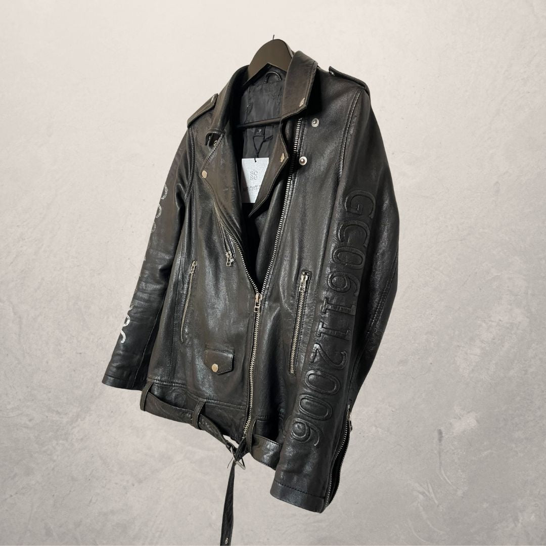Zwart leer + koeienhuid UPCYCLED jack S- van SESE