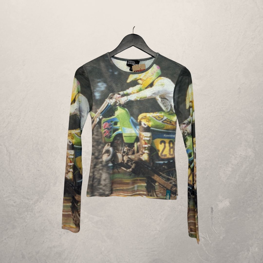 Basic Pleasure mode groen grafisch LS shirt XS