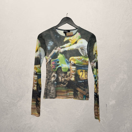 Basic Pleasure mode groen grafisch LS shirt XS