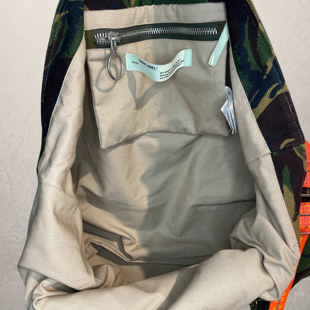 Off White camo bag with orange strap OS