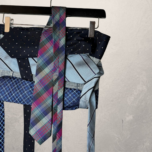 Vintage denim/blauwe bandeau-top met striksluiting - door WNDYdesign