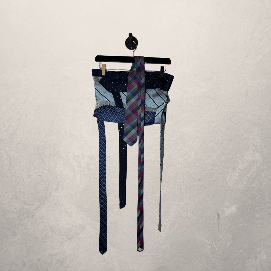 Vintage denim/blauwe bandeau-top met striksluiting - door WNDYdesign