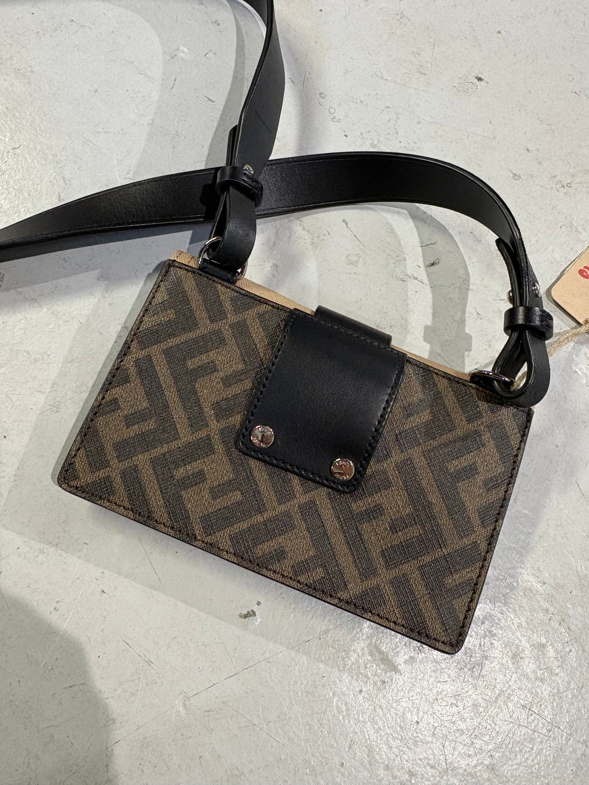 Fendi Brown/Beige Jacquard Vitello Grace Pequin 1974 cross body bag