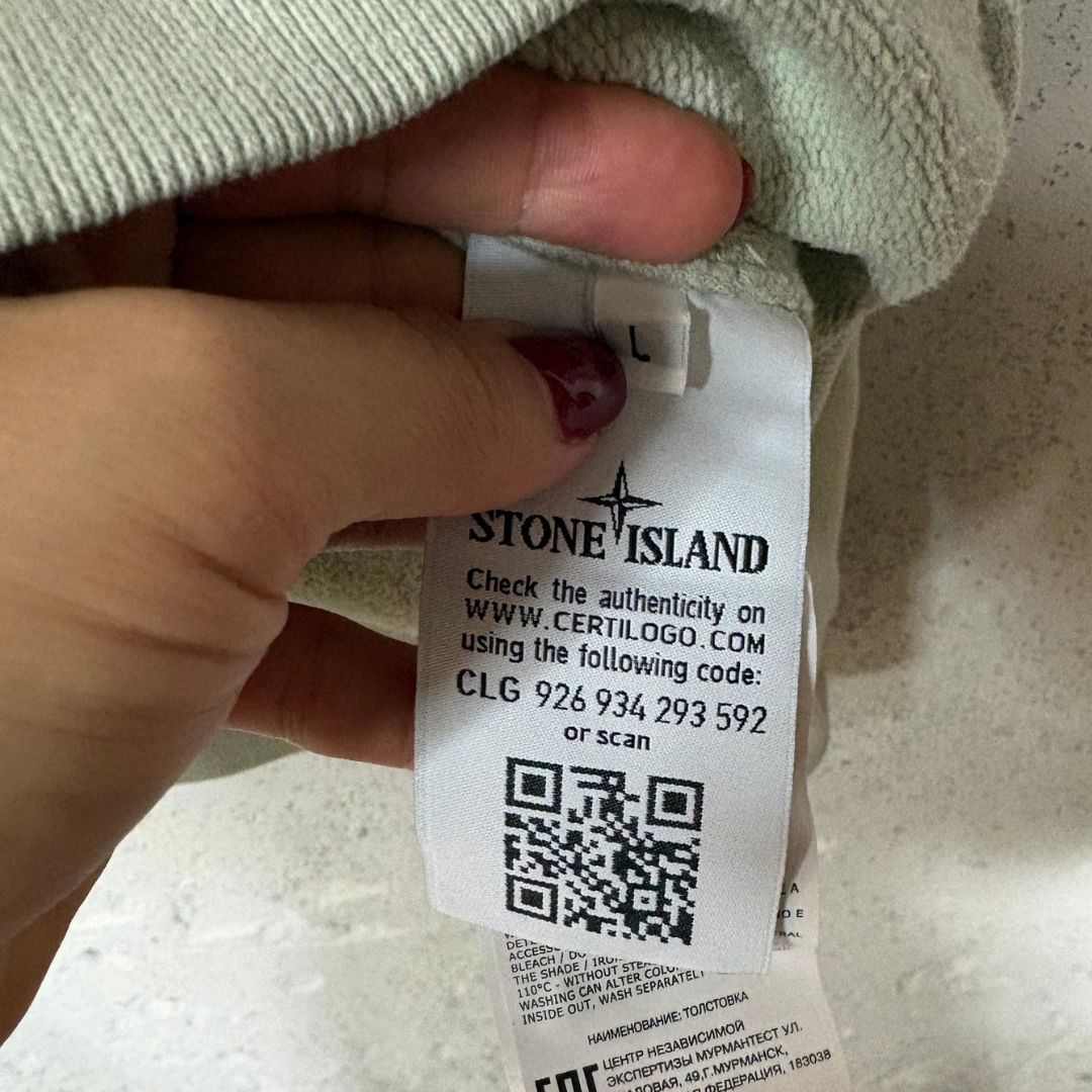 Stone Island sage green 100% cotton crewneck sweatshirt L