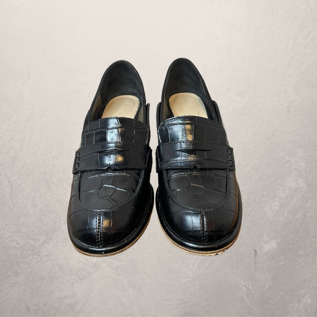 Vintage Loewe zwarte mocassin juweel hakken 38