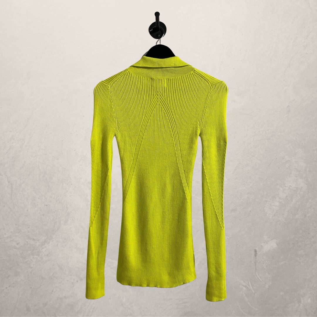 GANNI lime knit turtle neck with zip size S