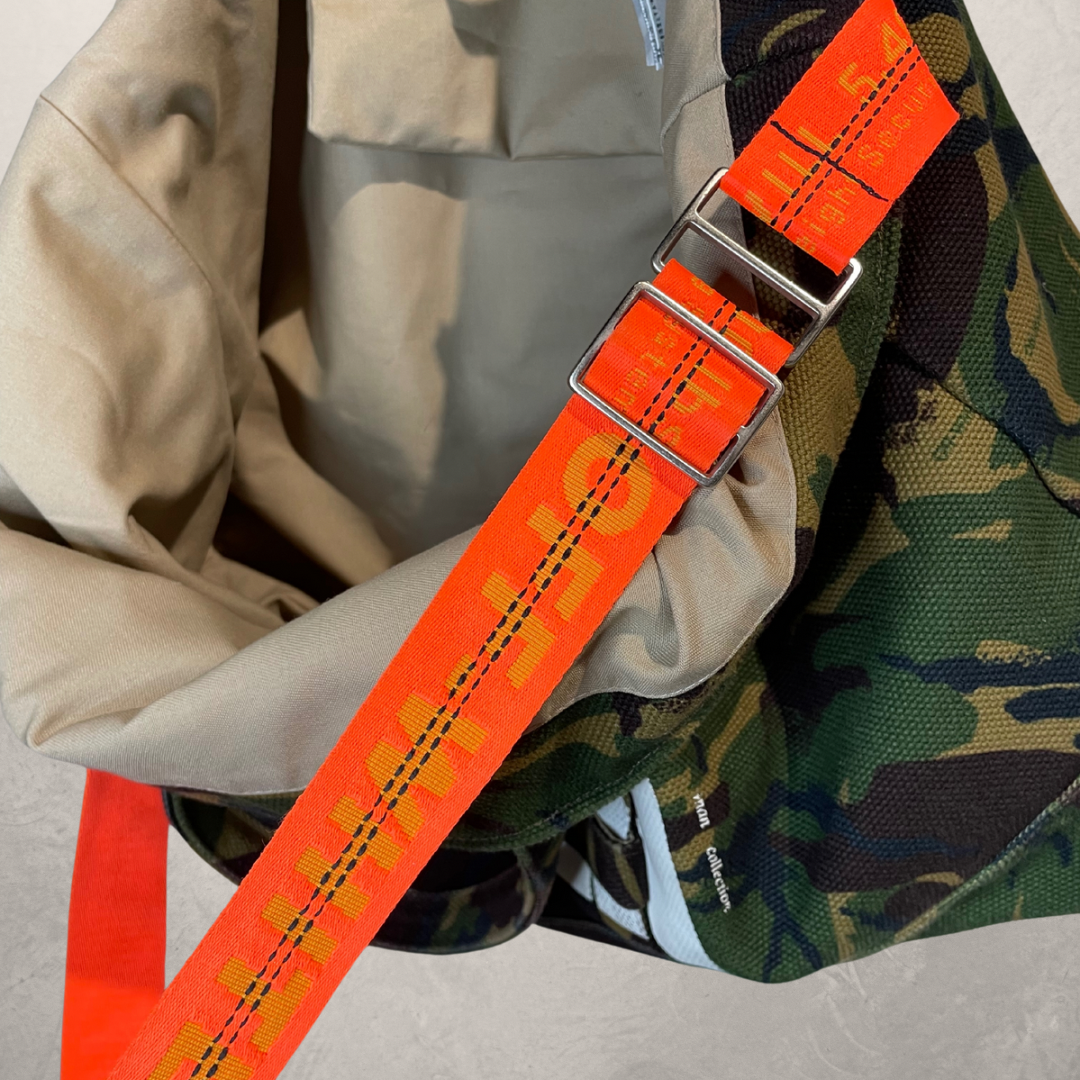 Off White camo bag with orange strap OS