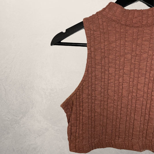 Nakd brown sleeveless knit crop top S
