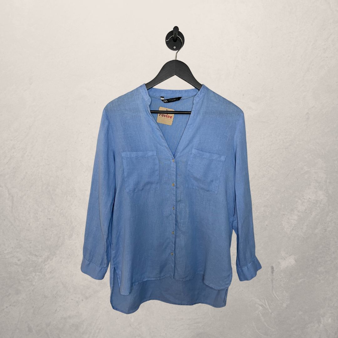 Zara blauw linnen overhemd M