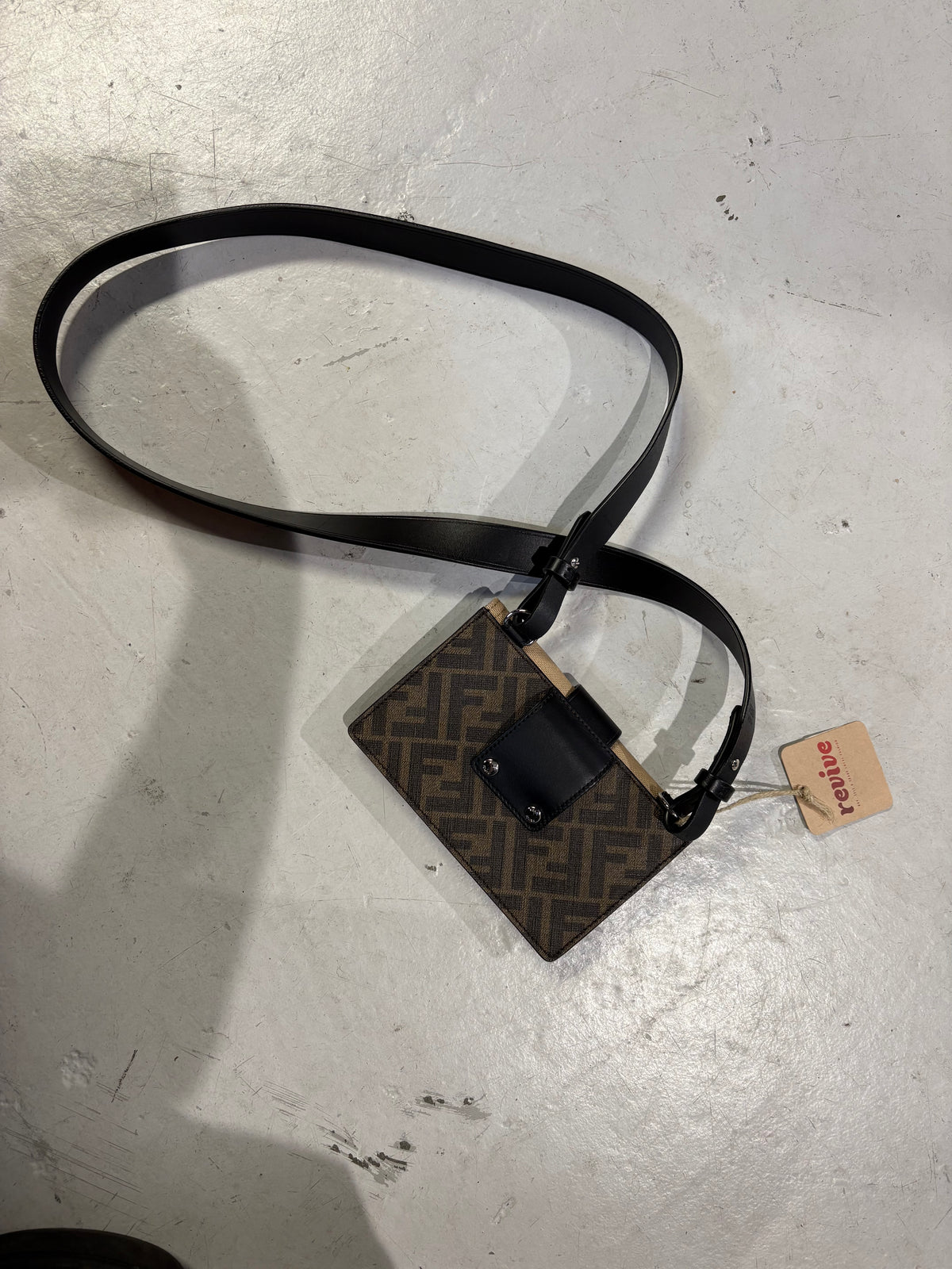 Fendi Brown/Beige Jacquard Vitello Grace Pequin 1974 cross body bag
