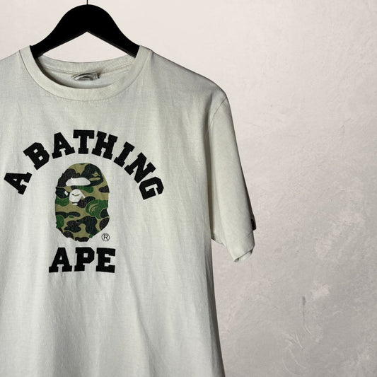 A Bathing Ape white logo tee M