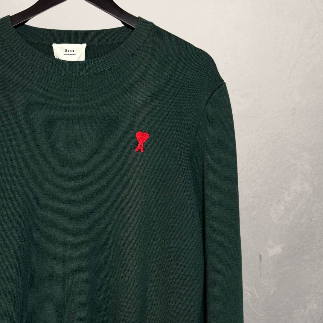 AMI paris dark green 100% wool jumper M/L