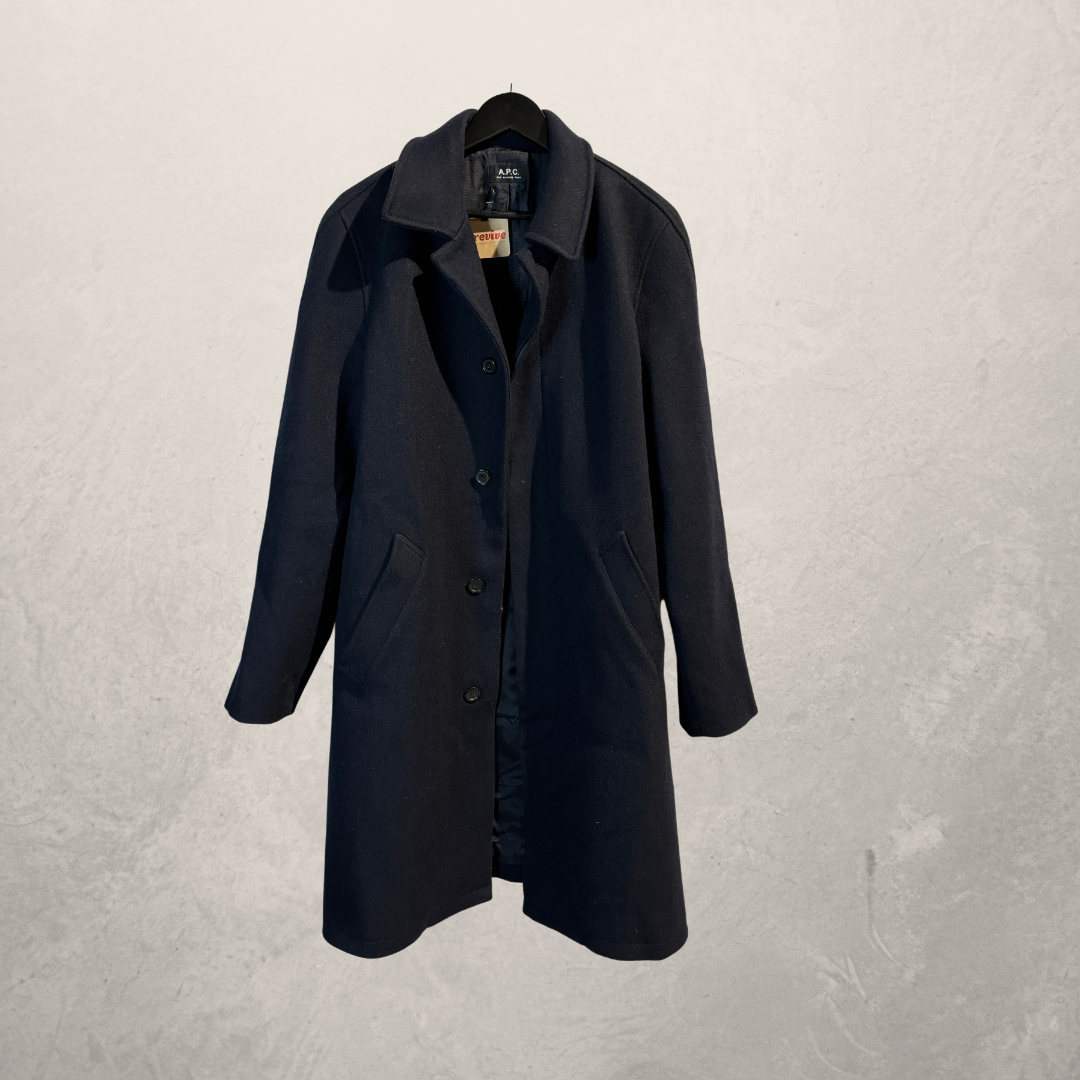 APC navy wool coat L