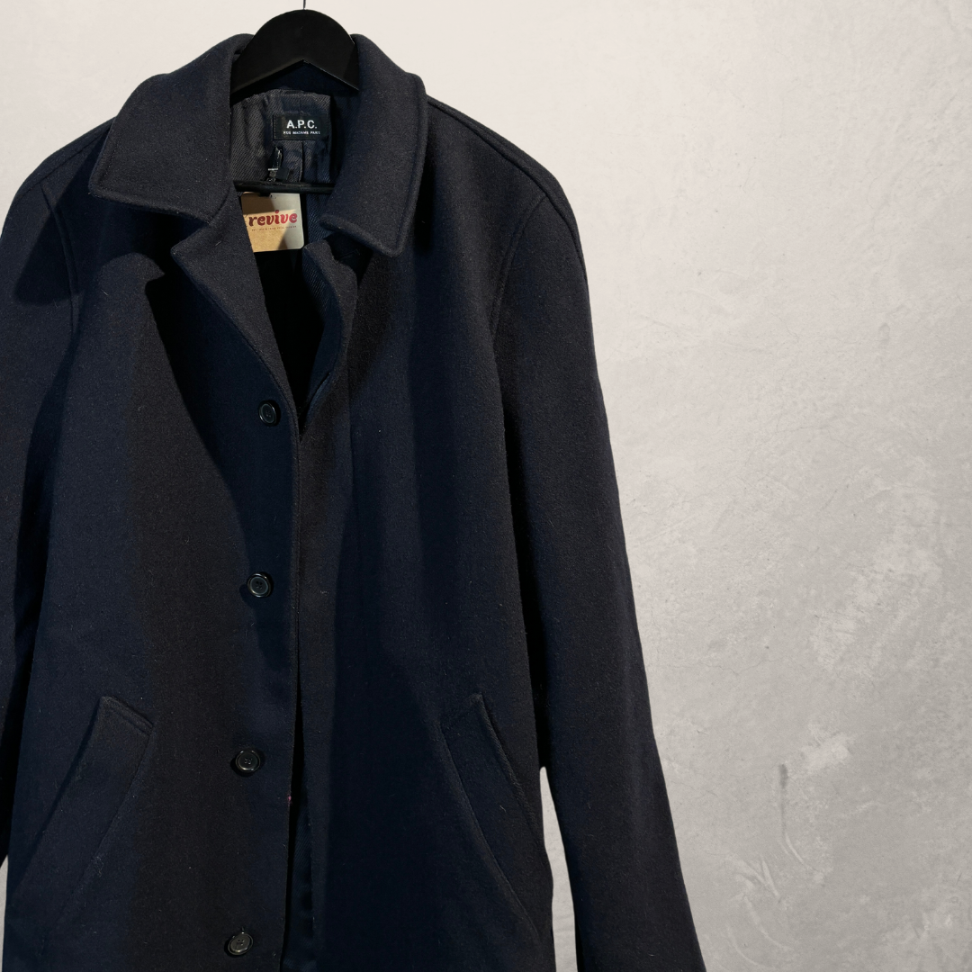 APC navy wool coat L