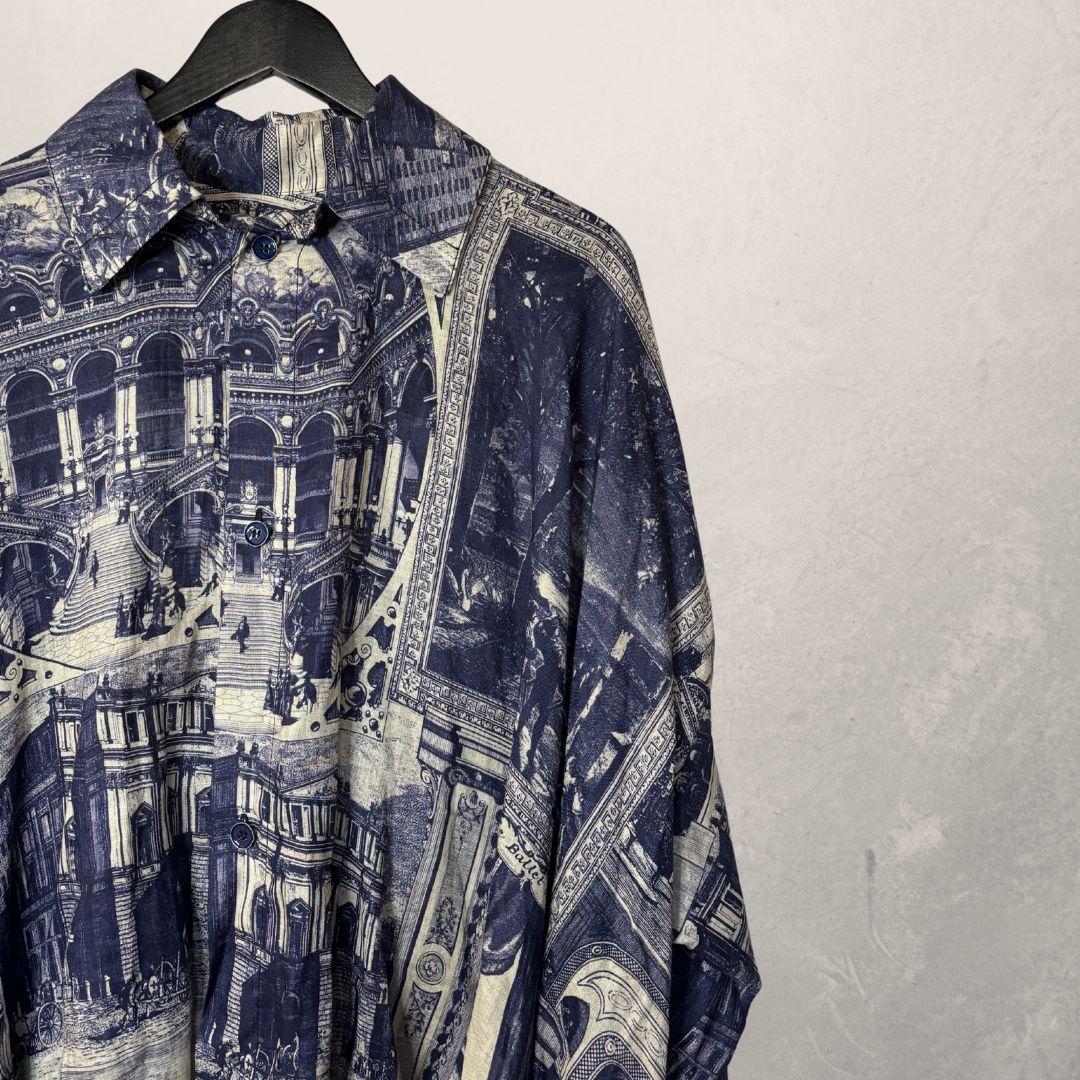 Acne Studios blue vintage print oversized blouse M/L