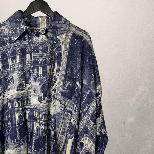 Acne Studios blue vintage print oversized blouse M/L