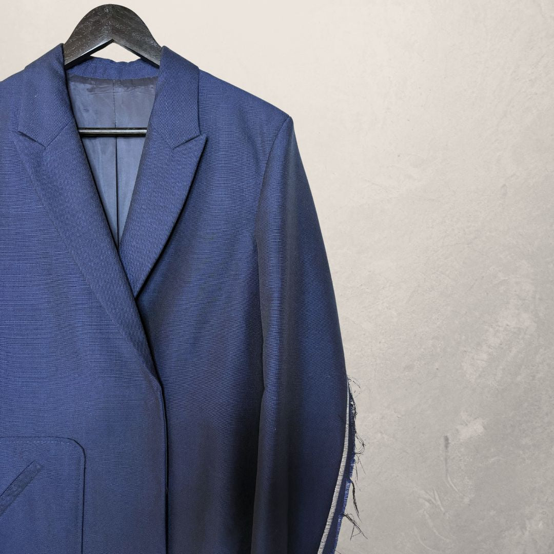 Acne Studios navy oversized white raw edge blazer 36