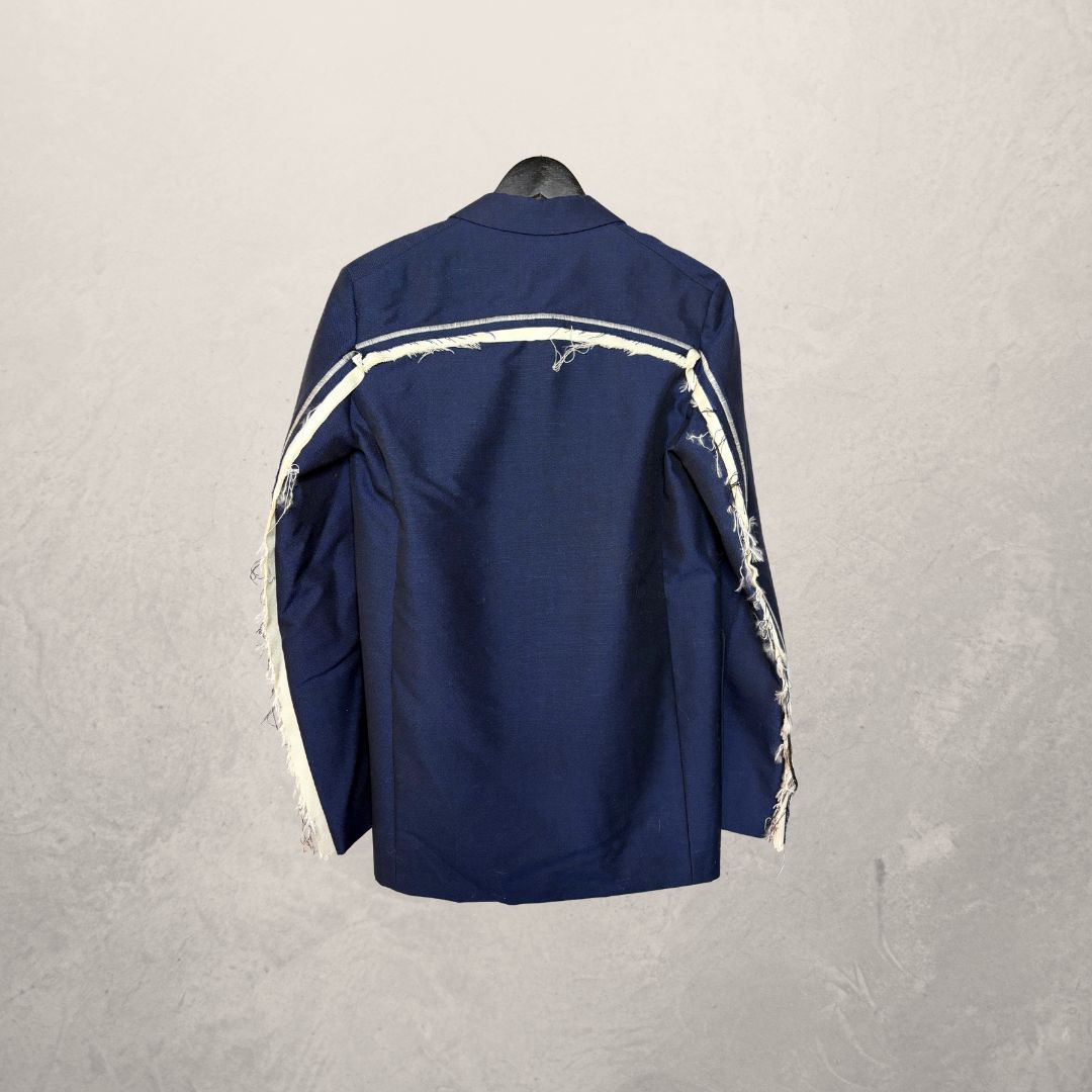 Acne Studios navy oversized white raw edge blazer 36