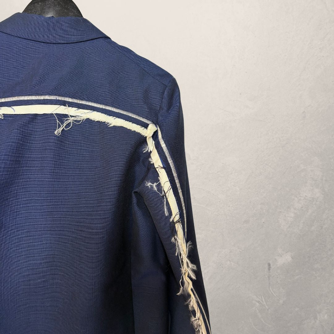 Acne Studios navy oversized white raw edge blazer 36