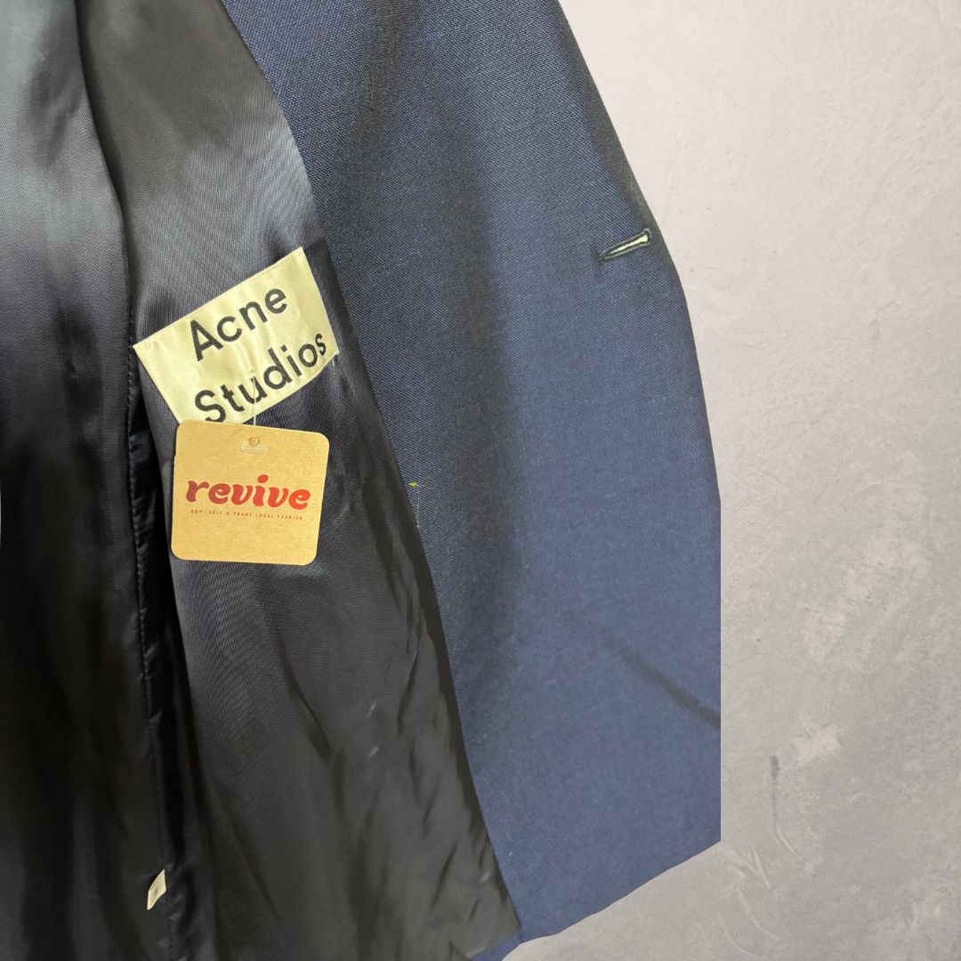 Acne Studios navy oversized white raw edge blazer 36