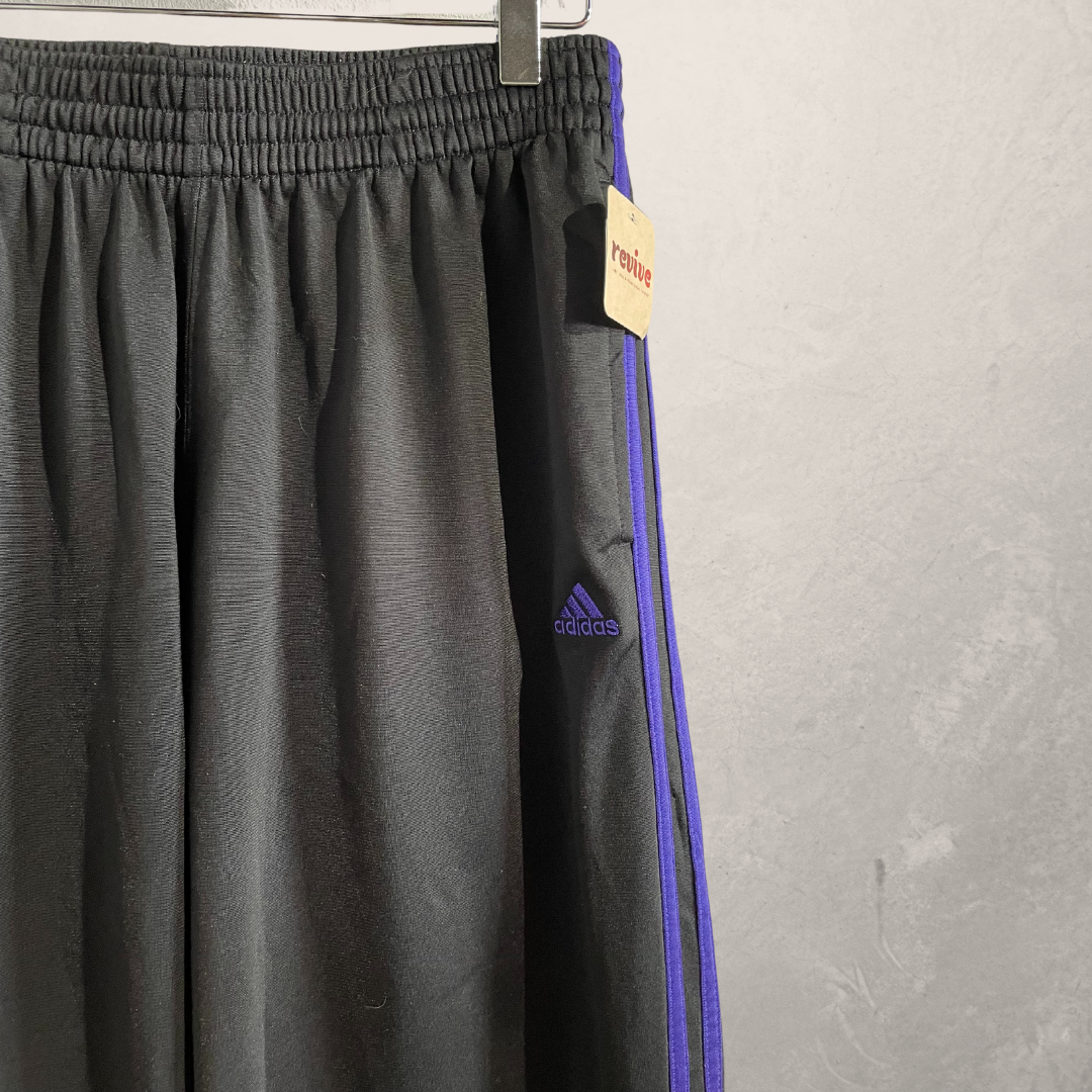 Adidas zwart paarse broek trainingsbroek M/L