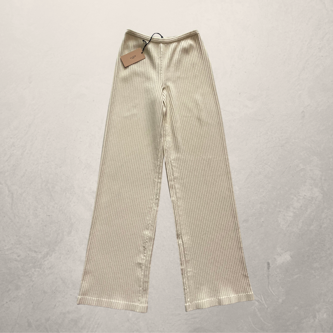 Alaïa beige gouden geplooide broek S/M