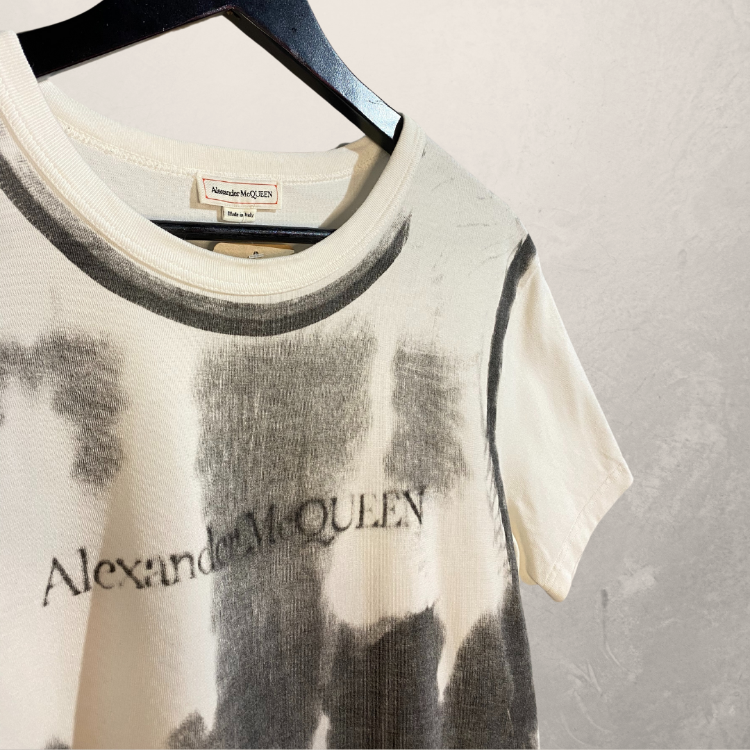 Alexander McQUEEN wit zwart gewassen logo t-shirt S/M