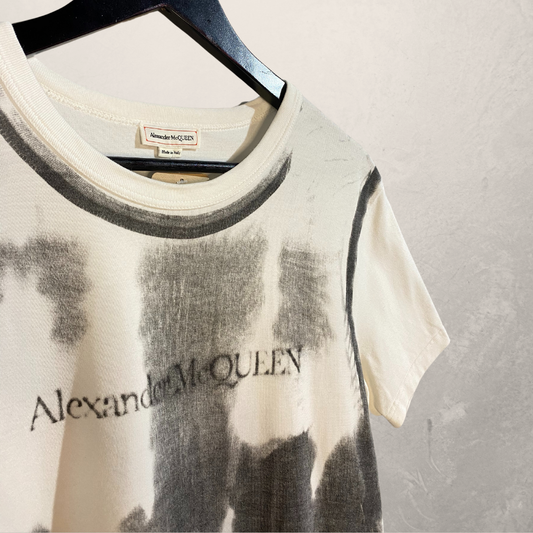 Alexander McQUEEN white black wash logo t shirt S/M