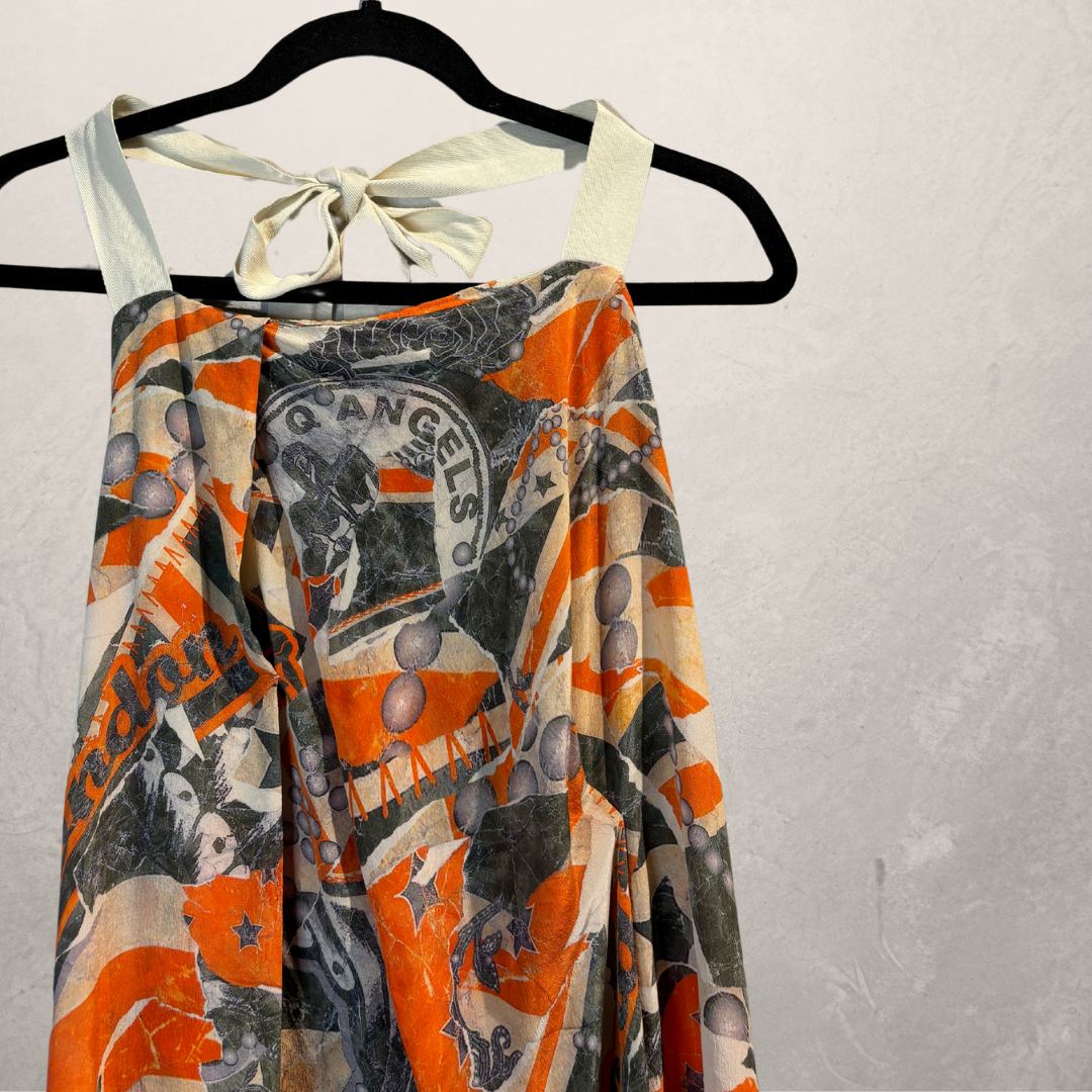 Alexander McQueen oranje zijden print top M
