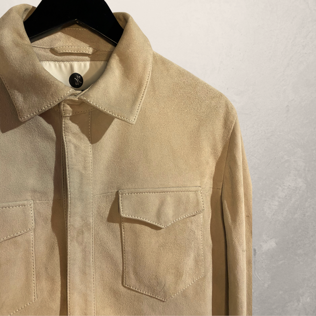 Alter Ego beige geitensuède shirt L