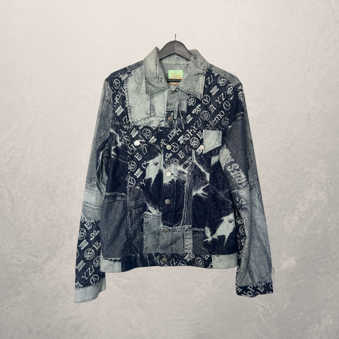 Aries No Problemo blauwe denim jas met print M