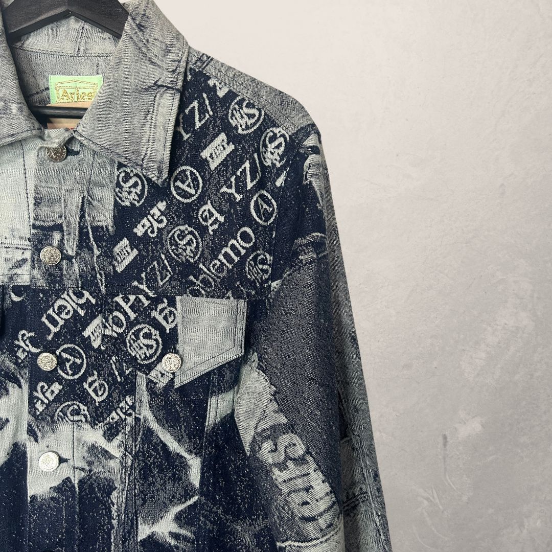 Aries No Problemo blauwe denim jas met print M