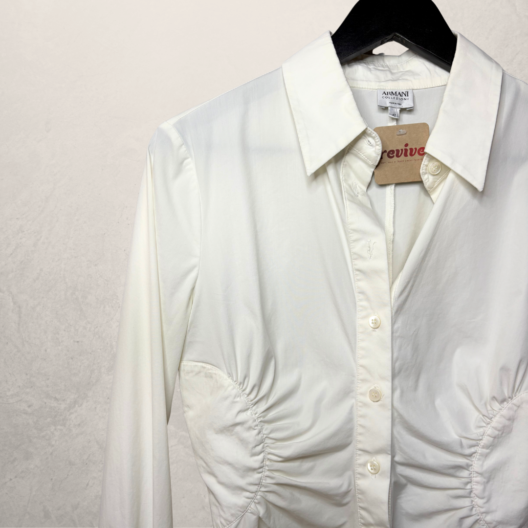 Armani wit getailleerd overhemd met lange mouwen M