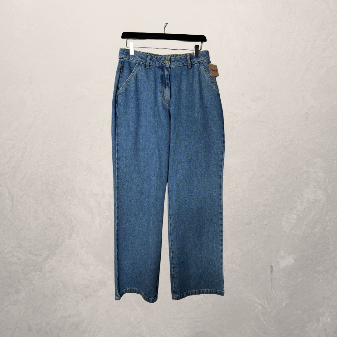 Armor-lux mid blue wide leg 100% cotton denim jeans 38