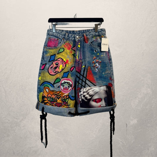 Art handpainted denim jorts M- by Ma.r.r.art