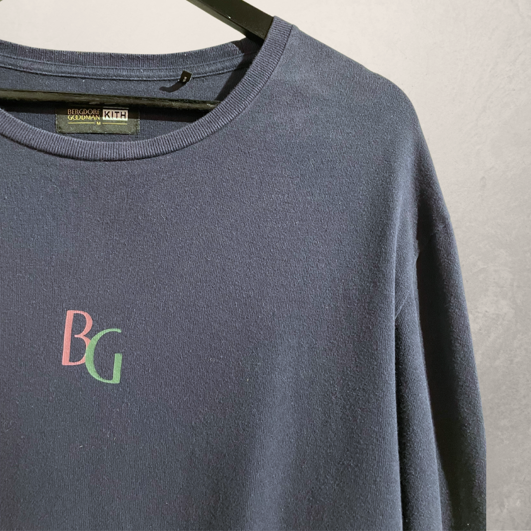 BG x Kith marineblauw katoenen LS-shirt L