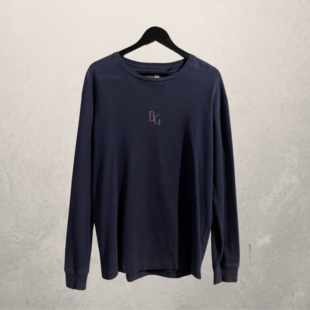 BG x Kith marineblauw katoenen LS-shirt L