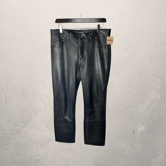 Balenciaga black leather pants M