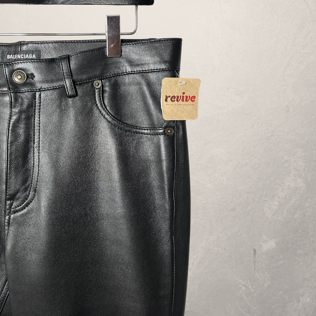 Balenciaga black leather pants M