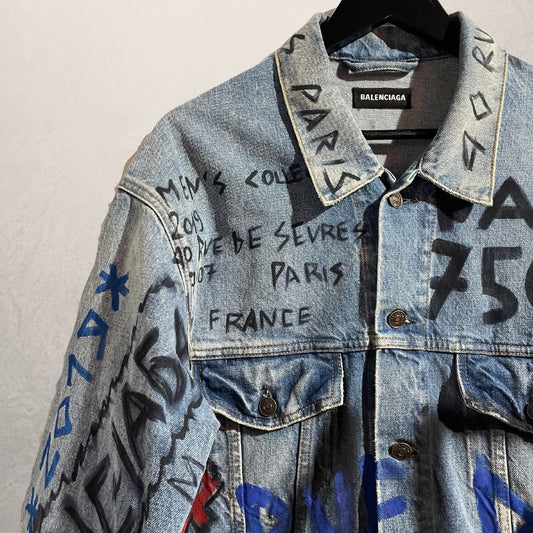 Balenciaga denim graffitti jacket M/L