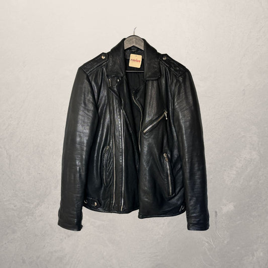 Balmain black leather biker jacket M