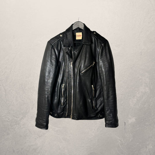 Balmain black leather biker jacket M